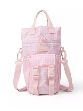 NWT Blogilates pink gingham waterbottle sling